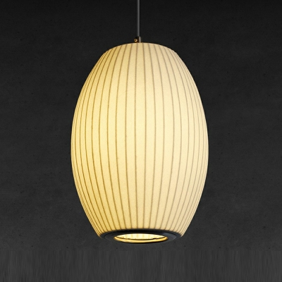 1-Light Pendant Lighting Fixtures Modernist Style Oval Shape Fabric Suspension Lamp