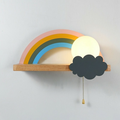1-Light Sconce Lights Kids Style Rainbow Shape Metal Wall Mount Lighting