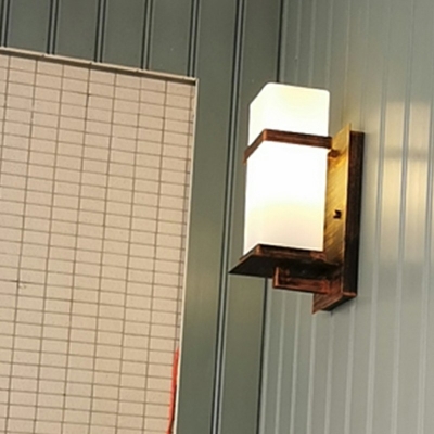 1-Light Sconce Lights Warehouse Style Rectangle Shape Metal Wall Lighting Fixtures