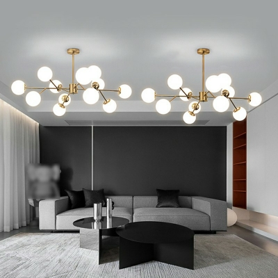 12-Light Hanging Ceiling Lights Simplicity Style Globe Shape Metal Chandelier Light