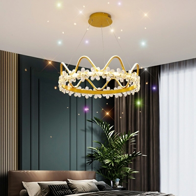 2-Light Chandelier Lighting Contemporary Style Crown Shape Metal Hanging Lamp
