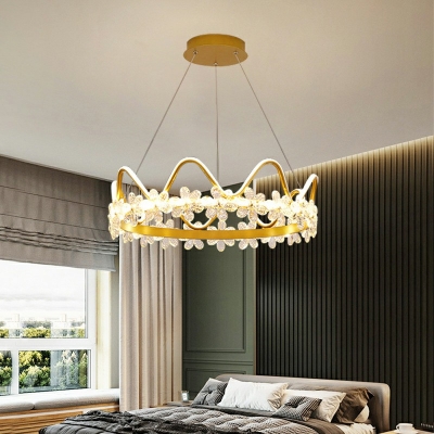 2-Light Chandelier Lighting Contemporary Style Crown Shape Metal Hanging Lamp