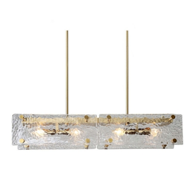 4-Light Island Lighting Simplicity Style Rectangle Shape Metal Pendant Light Kit