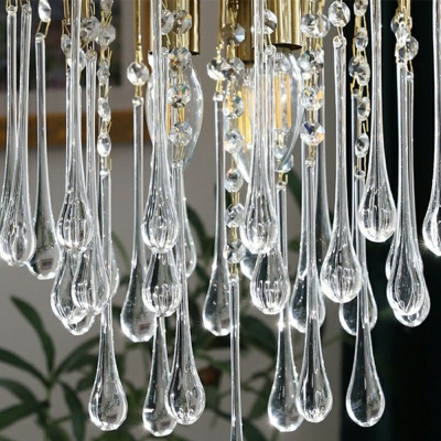 6-Light Hanging Ceiling Lights Simplicity Style Teardrop Shape Metal Chandelier Light Fixture