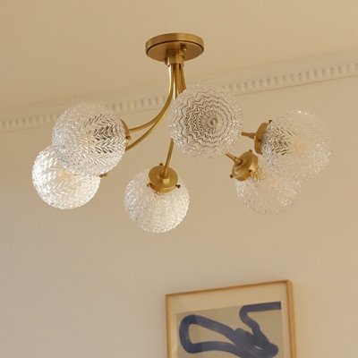 American Style Chandelier 6 Light Glass Shade Ceiling Chandelier for Living Room