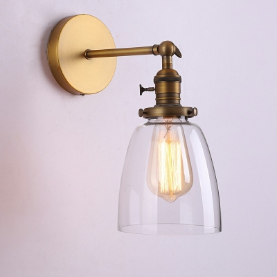 Bell Wall Light Sconce Modern Style Clear Glass 1 Light Sconce Light Fixtures in Brushed Gold