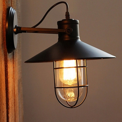 Black Industrial Wall Sconce Light Fixture Metal Vintage Wall Hanging Lights for Living Room