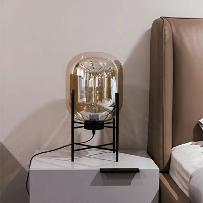 Clear Glass Nightstand Lamp Bedroom 1 Light Modern Basic Night Table Lamps