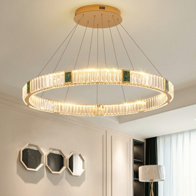Contemporary Crystal Prisms Ceiling Suspension Lamp Round Suspended Lighting Fixture