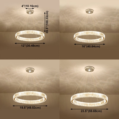 Contemporary Ring Chandelier Light Fixture Beveled K9 Crystal Pendant Chandelier