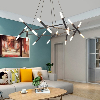 European Style LED Chandelier Light Modern Style Acrylic Metal Hanging Light for Living Room