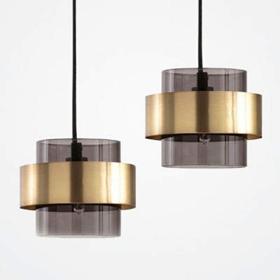 Glass Drum Pendant Lighting Fixtures Modern Simplicity Hanging Lamp for Bedroom