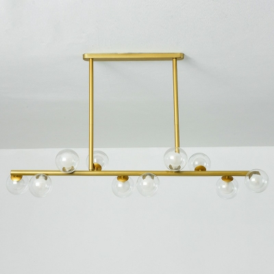 Linear Glass Island Lighting Fixtures Modern Nordic Style Chandelier Lighting for Dinning Room