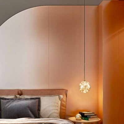 Modern Globe Hanging Pendant Lamp Creative Gold Down Lighting Pendant for Bedroom