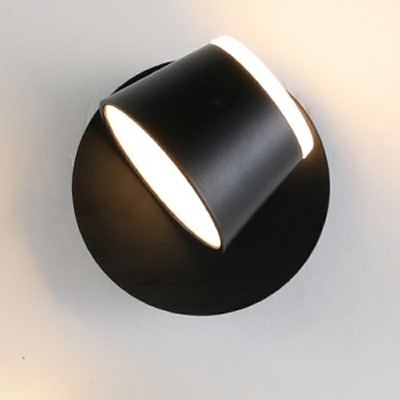Modern Style Drum Wall Lighting Fixtures Metal 1 Light Wall Sconce Lights in Black