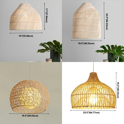 Pendant Light Fixture Oval Shade Modern Style Bamboo Chandelier Pendant Light for Living Room