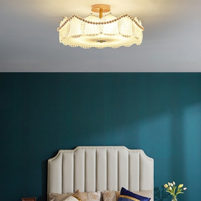 Ultra-Modern White Glass Flush Ceiling Light Ceiling Light for Bedroom Living Room