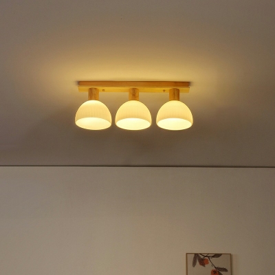 Ultra-Modern Wood Flush Mount Ceiling Lamp 3 Light Flush Mount Fixture for Living Room