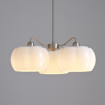 White  Drop Lamp Bowl Shade  Simplicity Style Glass Suspended Lighting Fixture for Living Room
