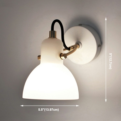 White Glass Retro Wall Lamp Modern Style Minimalism Wall Sconce Light for Bedside