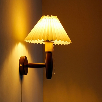 Wood Wall Mounted Light Fixture White 1 Light Modern Basic Sconce Lamp for Living Room