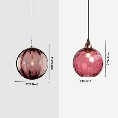 1-Light Pendant Lighting Minimalism Style Globe Shape Glass Hanging Lamp Kit