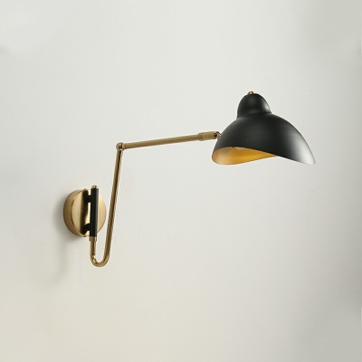 1-Light Sconce Lights Industrial Style Swing Arm Shape Metal Wall Mounted Lamp