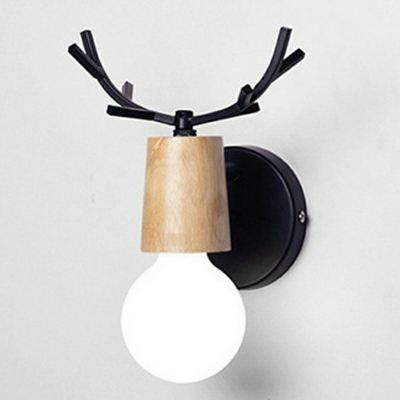 1-Light Sconce Lights Kids Style Antlers Shape Metal Wall Lighting Ideas
