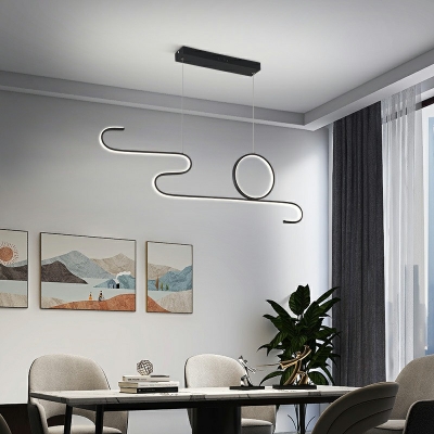 2-Light Island Lighting Minimalist Style Liner Shape Metal Chandelier Light Fixture