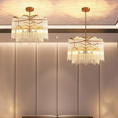 8-Light Chandelier Lighting Simplicity Style Tassel Shape Metal Hanging Ceiling Light