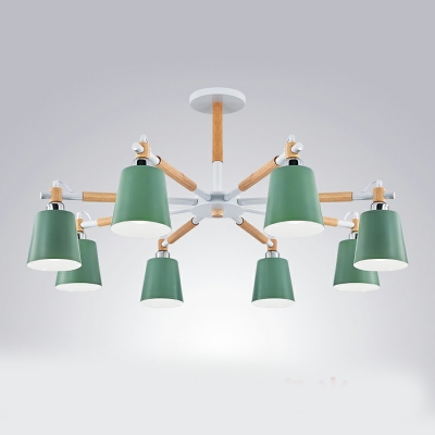 8-Light Hanging Ceiling Light Modern Style Cone Shape Metal Chandelier Lighting