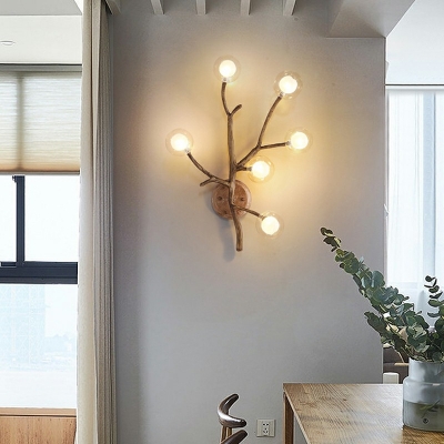 Designer Style Wood Wall Sconce Japanese Style Creative Wall Light for Aisle