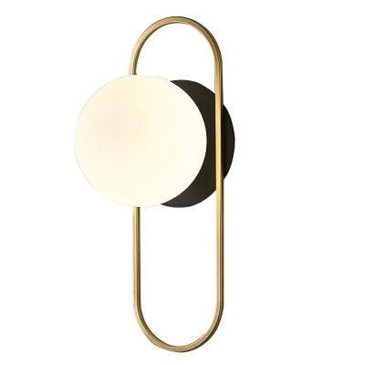 Gold Circle Wall Light Fixture Modern Style Metal 1-Light Wall Mounted Lamp
