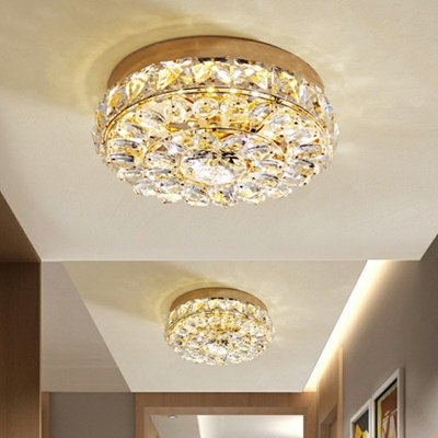 Led Flush Ceiling Lights Round Shade Modern Style Crystal Led Flush Light Third Gear for Dining Room
