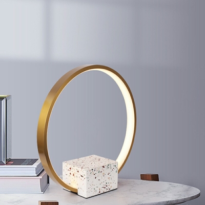 Nordic Round Strip LED Table Lamp Metal and Marble Table Lamp for Bedroom