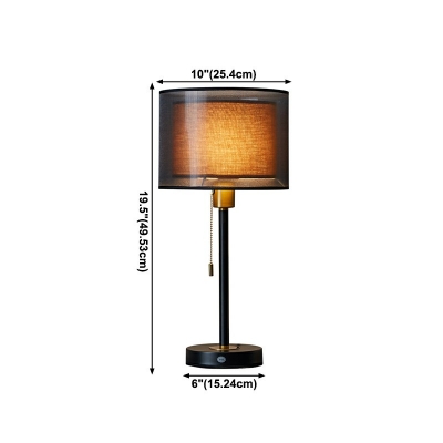 Postmodern Metal Night Table Lamps Fabric Shade Table Light for Bedroom