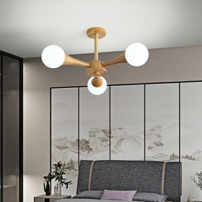 Ultra-Modern Ceiling Mounted Fixture 5 Light Wood Flush Ceiling Light for Bedroom