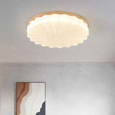Ultra-Modern Round Wood Material Flush Mount Ceiling Lamp Flush Mount Fixture for Bedroom