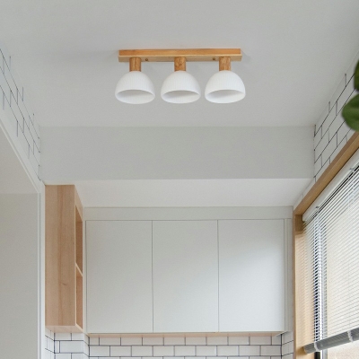 Ultra-Modern Wood Flush Mount Ceiling Lamp 3 Light Flush Mount Fixture for Living Room