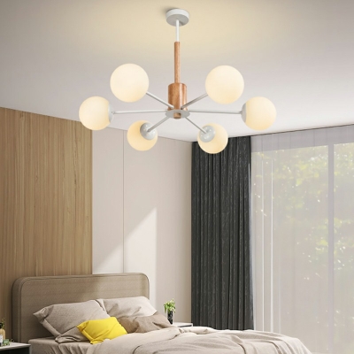 White Ceiling Lamp Globe Shade Modern Style Glass Drop Lamp for Living Room