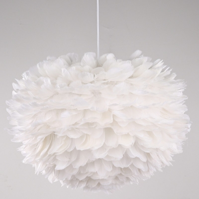 White Chandelier Pendant Light Feather Shade  Simplicity Style Feather Pendant Light for Living Room