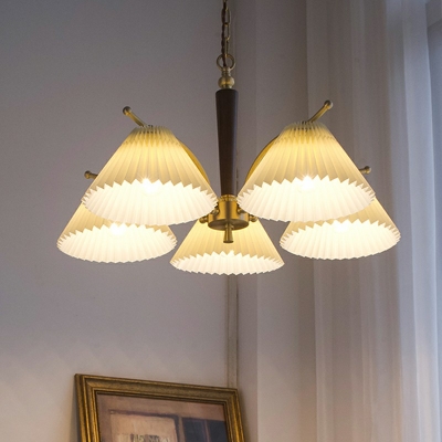 White Chandelier Umbrella Shade Modern Style Fabric Pendant Light for Living Room