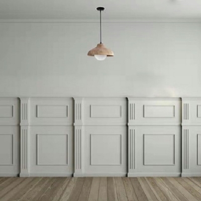 Wood Material Shade Suspension Pendant 1 Light Suspension Pendant Light for Living Room