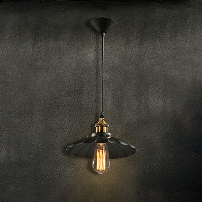 1 Light Industrial Black Hanging Pendant Lights Vintage Suspension Pendant for Living Room
