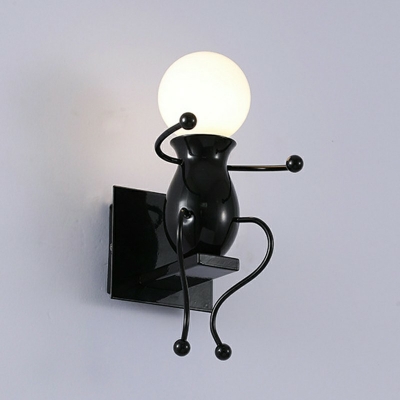 1-Light Sconce Light Kids Style Exposed Bulb Shape Metal Wall Mounted Reading Lights