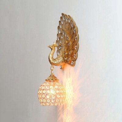 1-Light Sconce Lights Modern Style Globe Shape Crystal Wall Mount Light Fixture