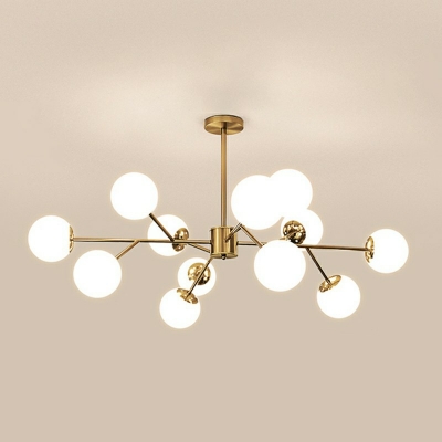 12-Light Hanging Ceiling Lights Simplicity Style Globe Shape Metal Chandelier Light