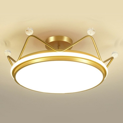 2-light Flush Mount Lighting Kids Style Crown Shape Metal Ceiling Mounted Fixture