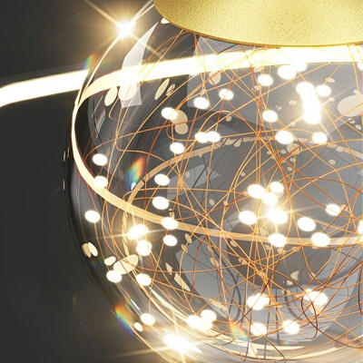 2-Light Pendant Lighting Simplicity Style Globe Shape Metal Hanging Ceiling Light