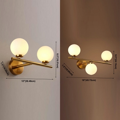 2-Light Sconce Light Antique Style Globe Shape Metal Wall Mounted Lamp
